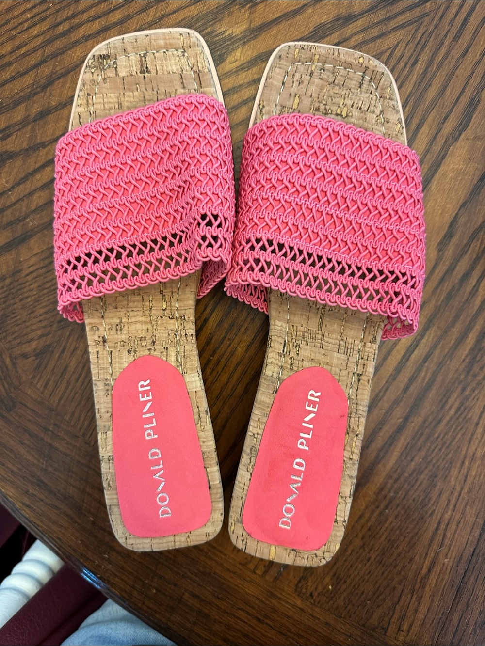 Donald J Pliner Clodie Coral Macrame Cork Slide Sandals NWOB
